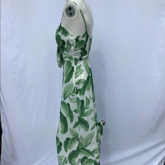 Show Me Your MuMu Green Floral Moby Front Tie Midi Dress Size X-Small - Picture 3 of 7